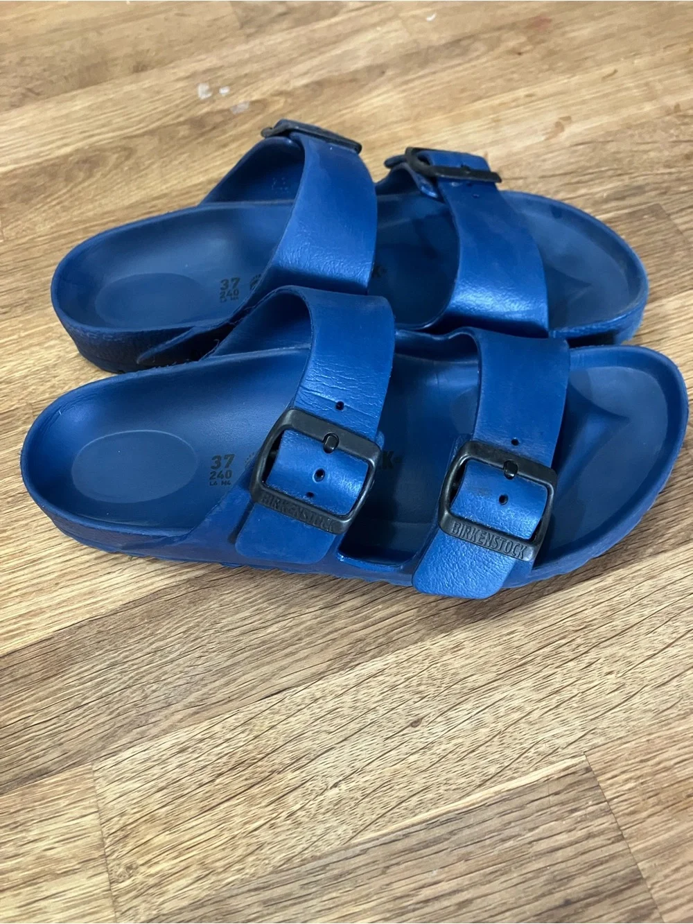 Birkenstock women’s Royal Blue Two-Buckle EVA Slides